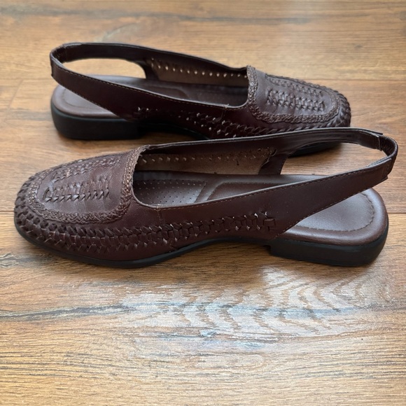 Carriage Court Brown Leather Slingback Loafers – Women’s Comfort Flats - Picture 5 of 9